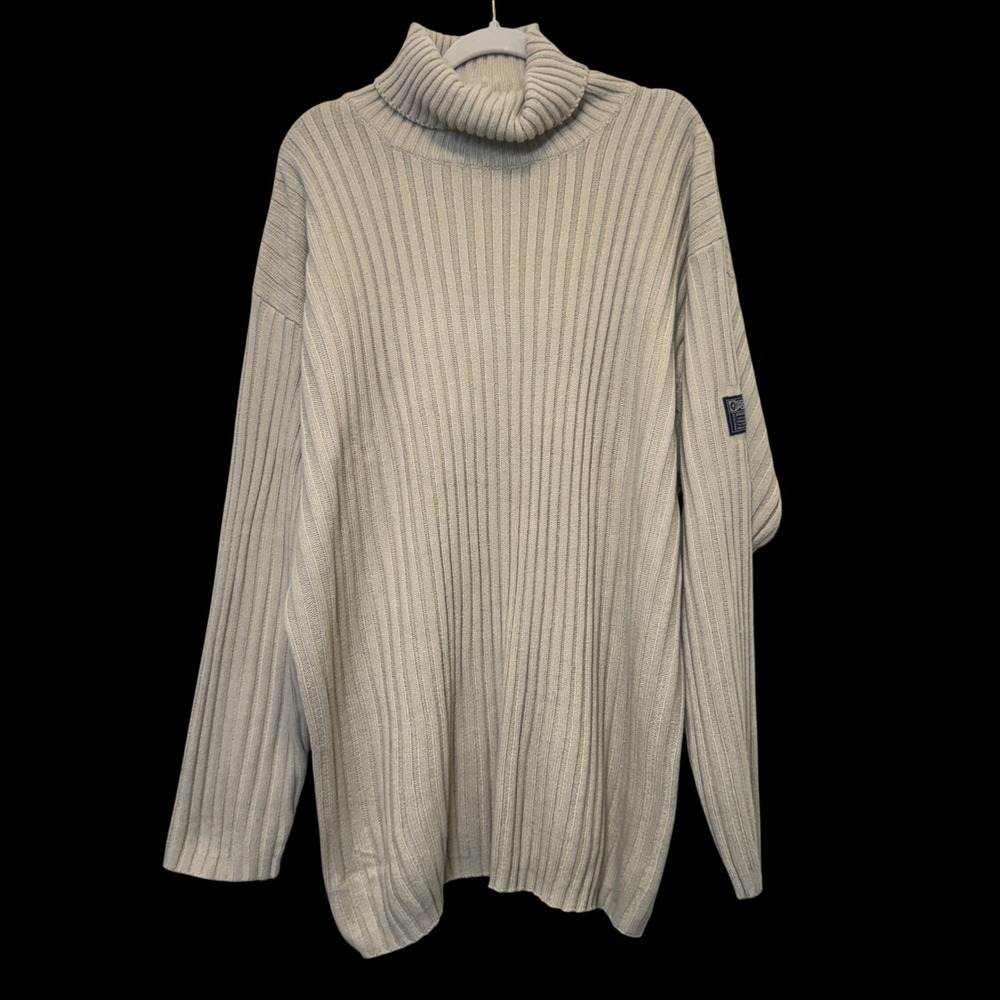 Vtg Southpole Mens Turtleneck Rib Knit Sweater XL Beige Long Sleeve Streetwear